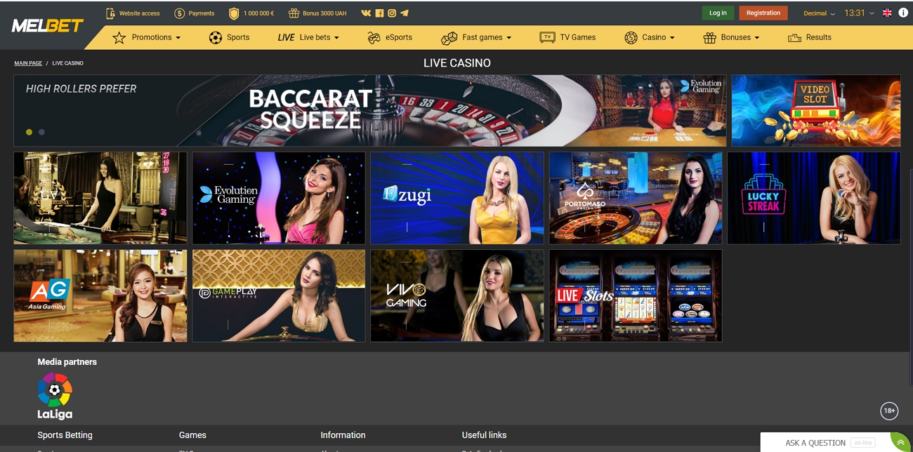 Melbet live casino