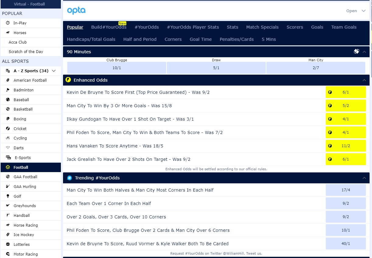 william Hill betting types
