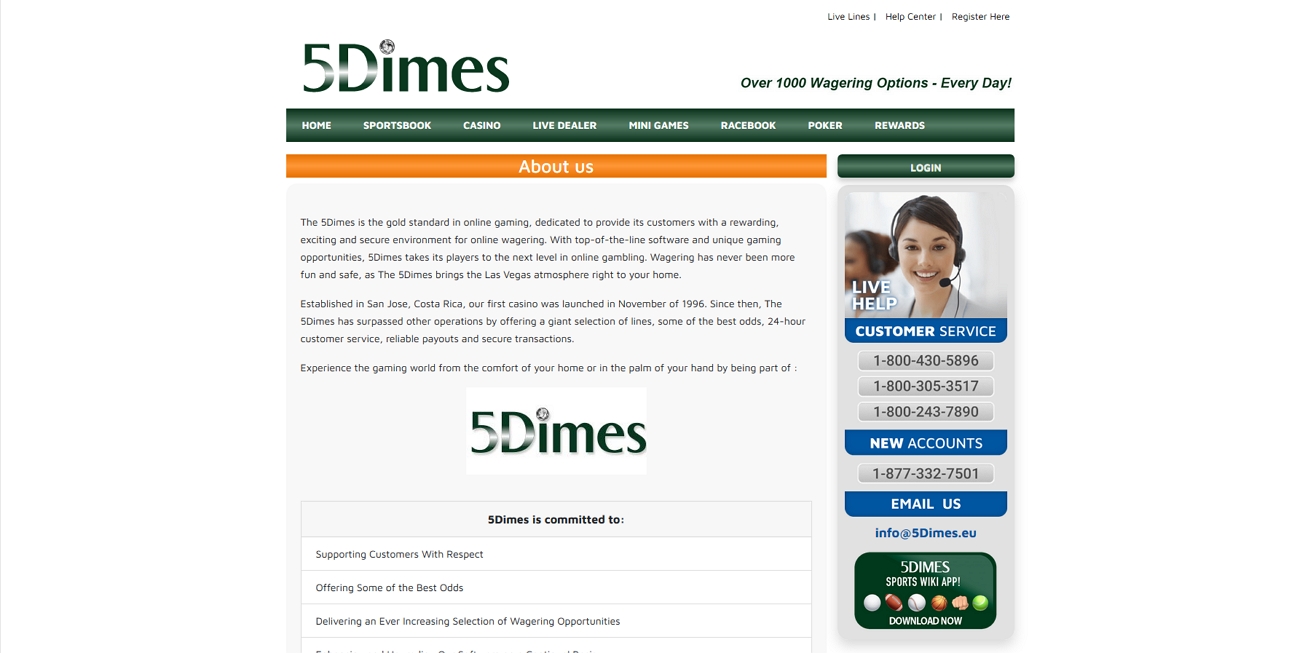 5dimes about us page