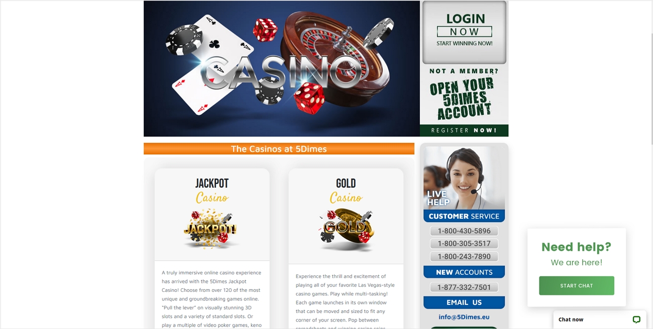 5 dimes casino page