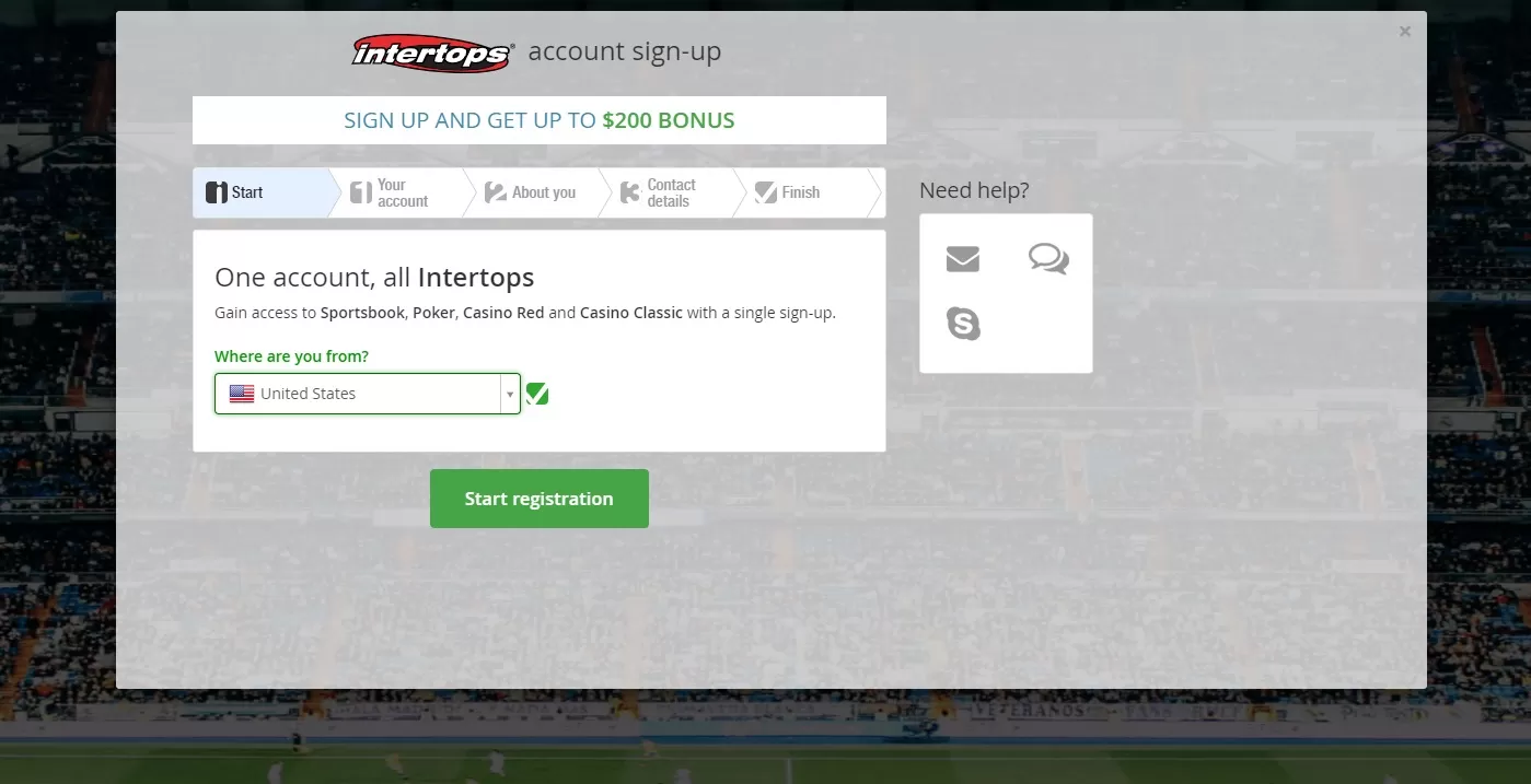 Registration in intertops