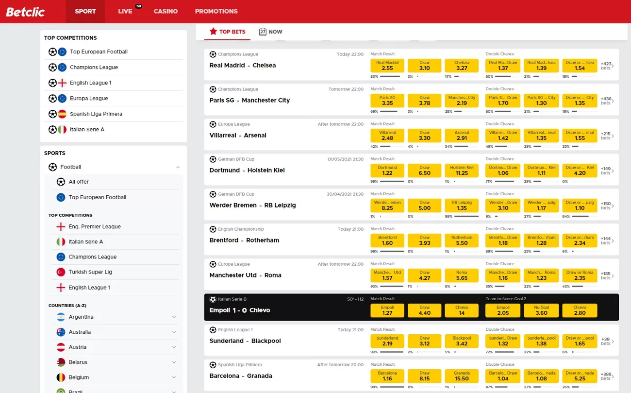 Betclic football line