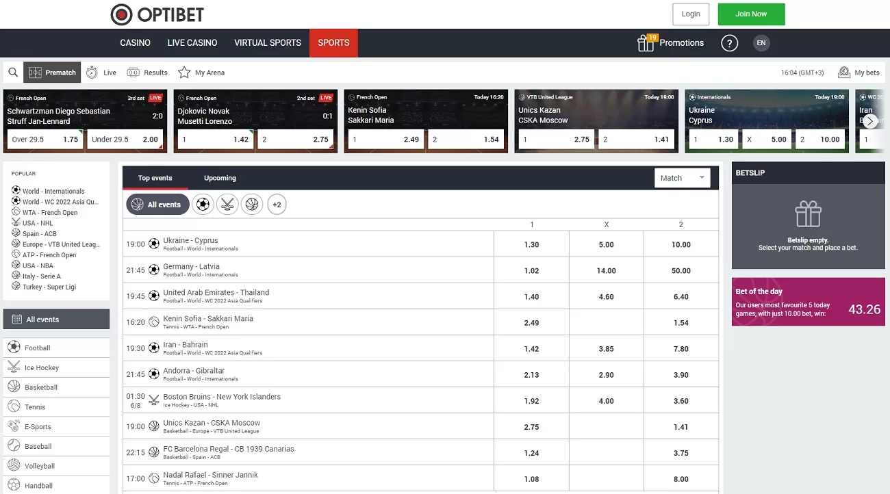 Optibet sportbook