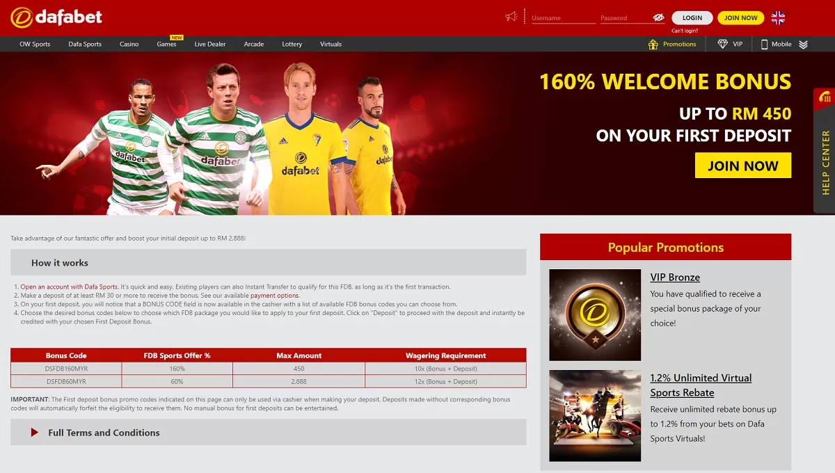Dafabet welcome bonus