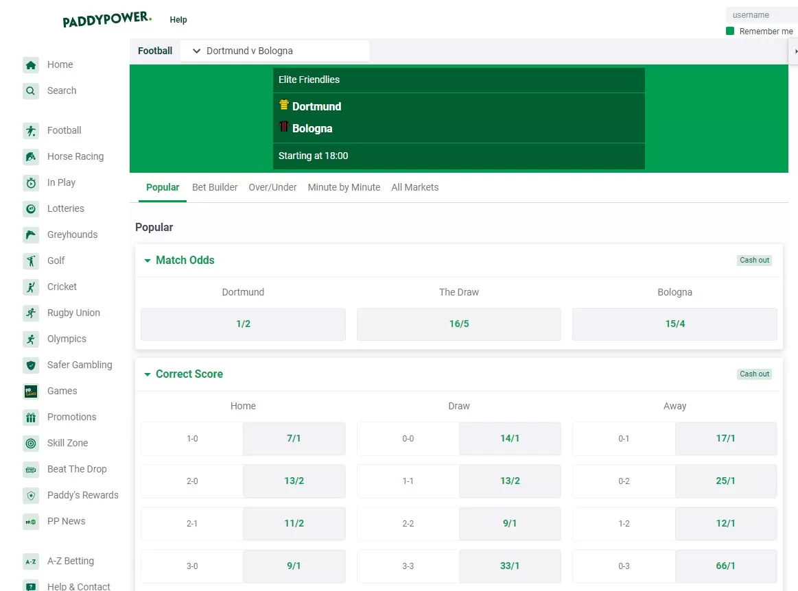 PaddyPower odds