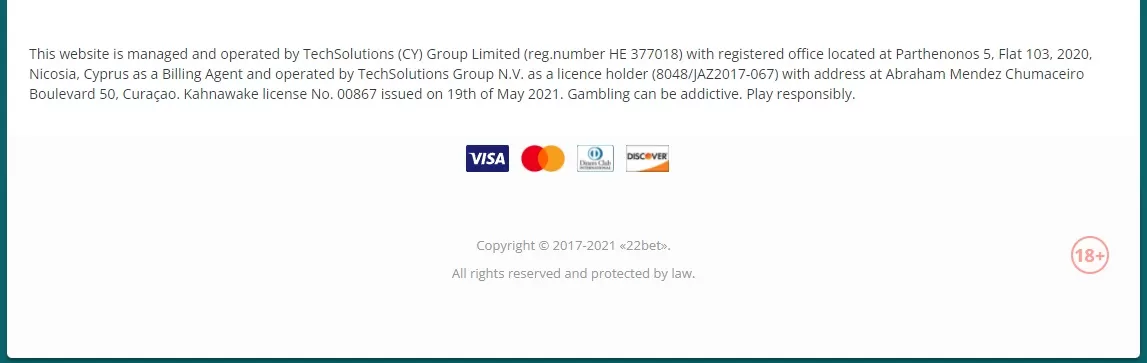 License 22bet