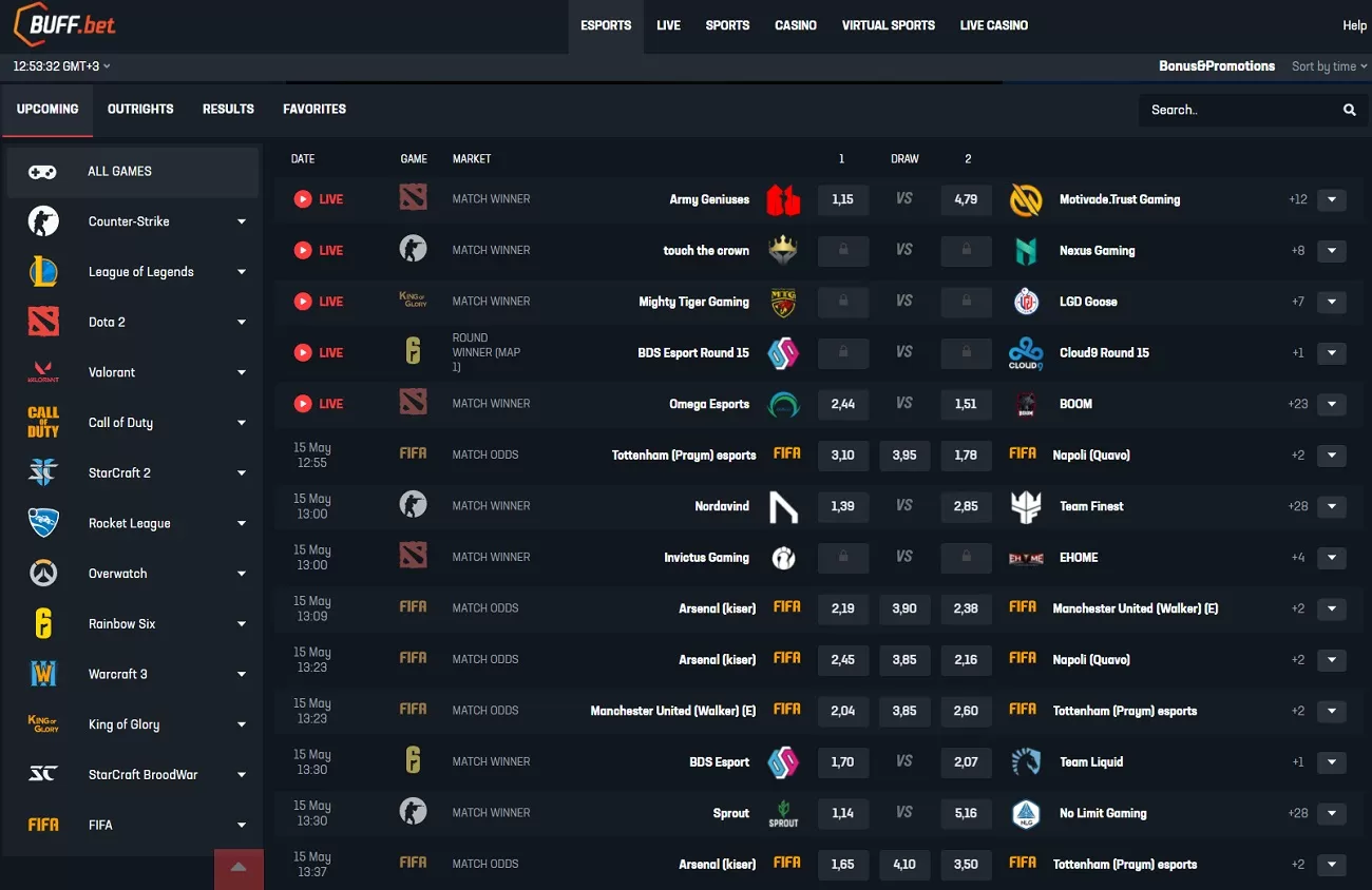 Esports at Buff Bet com