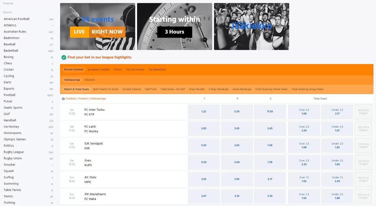 expekt betting line