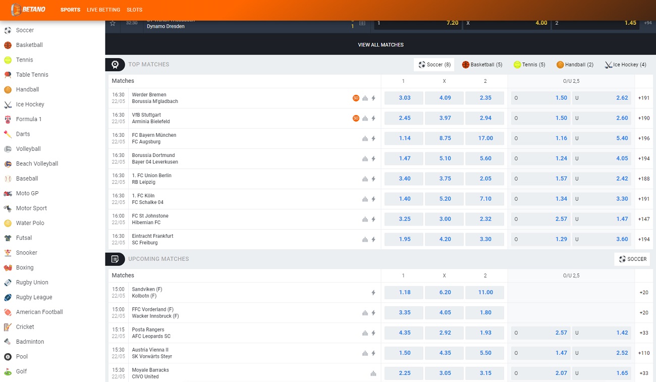 Betano betting line