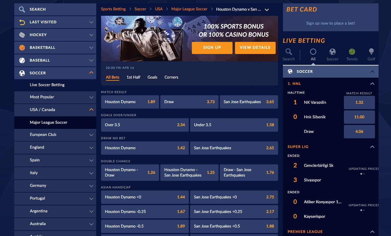 betting markets at SportsInteraction