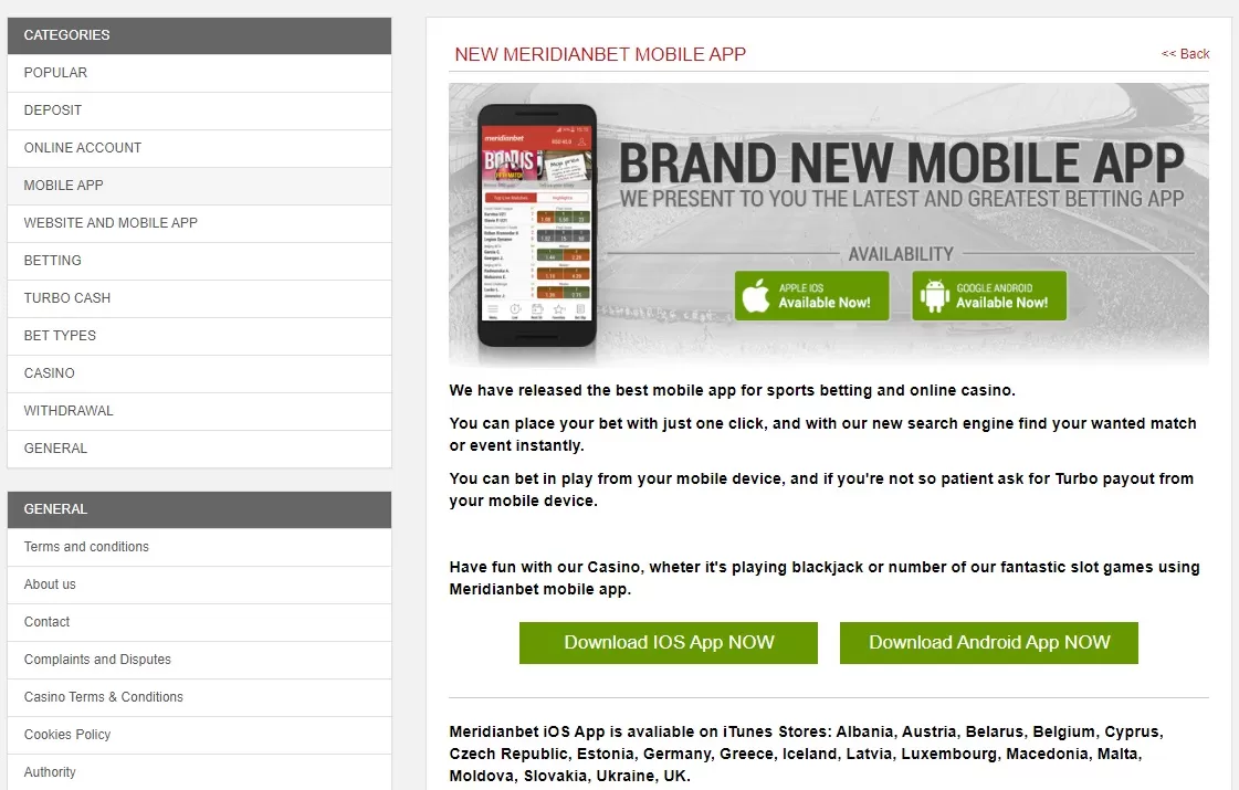 Meridianbet mobile
