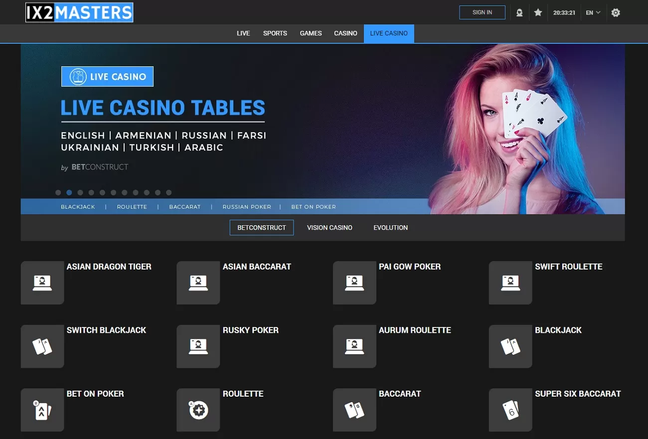 Live Casino 1x2Masters