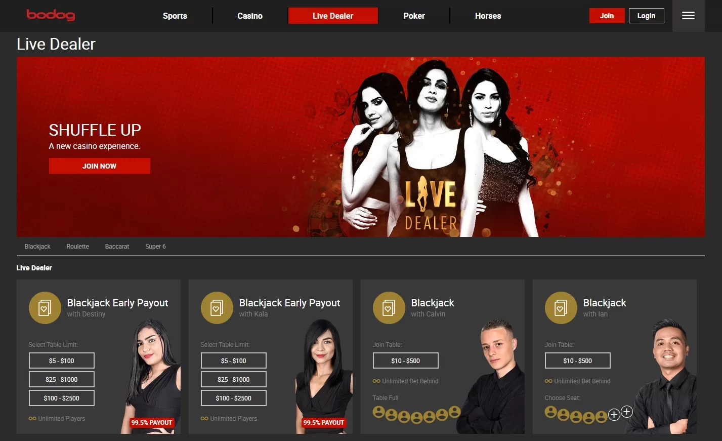 Live dealer casino games