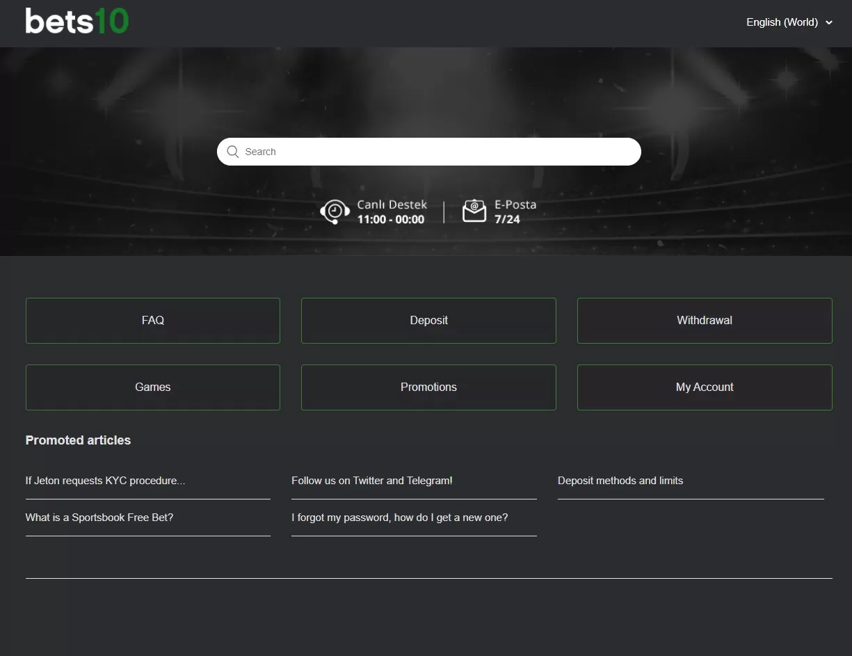 Bets10 support