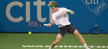 Andrey Rublev (RUS) falls to Alex de Minaur (AUS) in the semifinals of of the Citi Open tennis tournament on August 4, 2018 in Washington DC