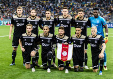 Kyiv, Ukraine - August 24, 2018: Ajax team photo before the start UEFA Champions League match Dynamo Kyiv – AFC Ajax at NSC Olympic stadium in Kyiv, Ukraine.