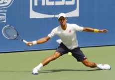 NEW YORK - AUGUST 21: Six times Grand Slam champion Novak Djokovic practices for US Open 2014 at Billie Jean King National Tennis Center on August 21, 2014 in New York