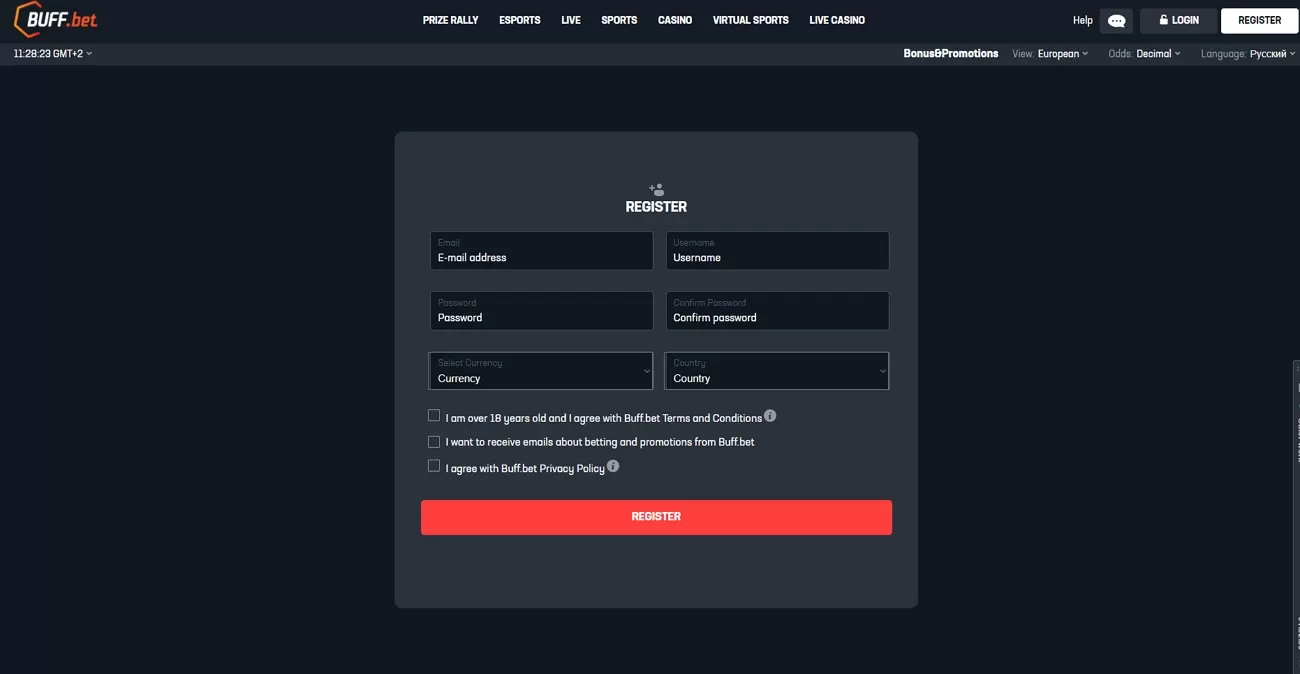 buff.bet registration page