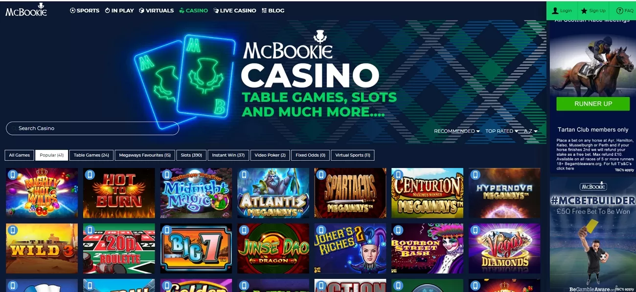 Mcbookie casino games