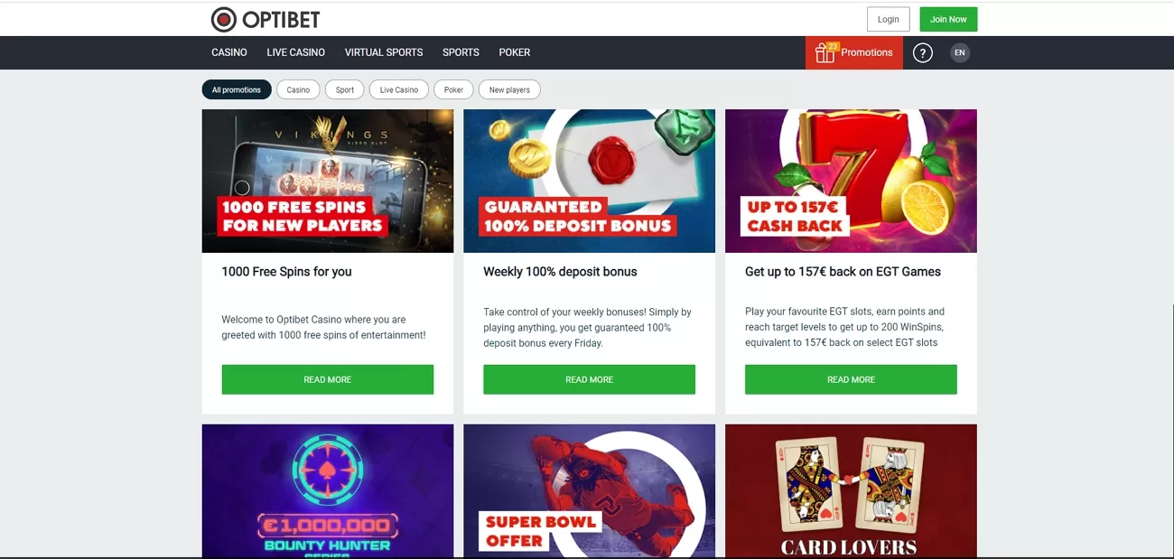 Optibet bonus and promotions