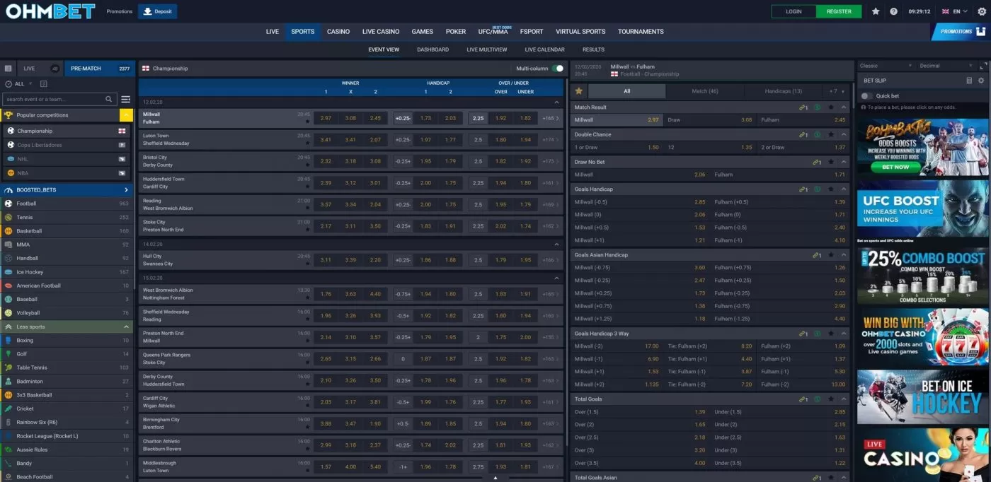 Sports betting OHMBet