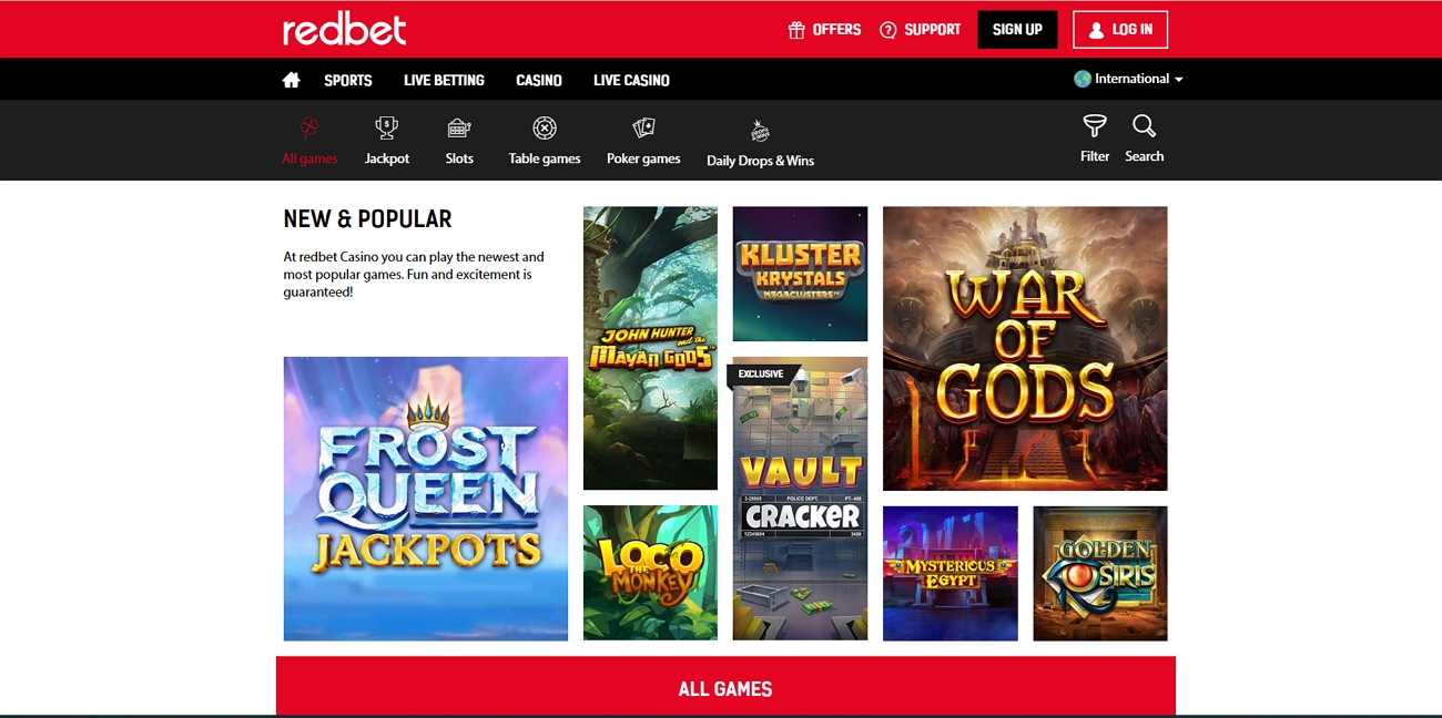 Redbet casino section
