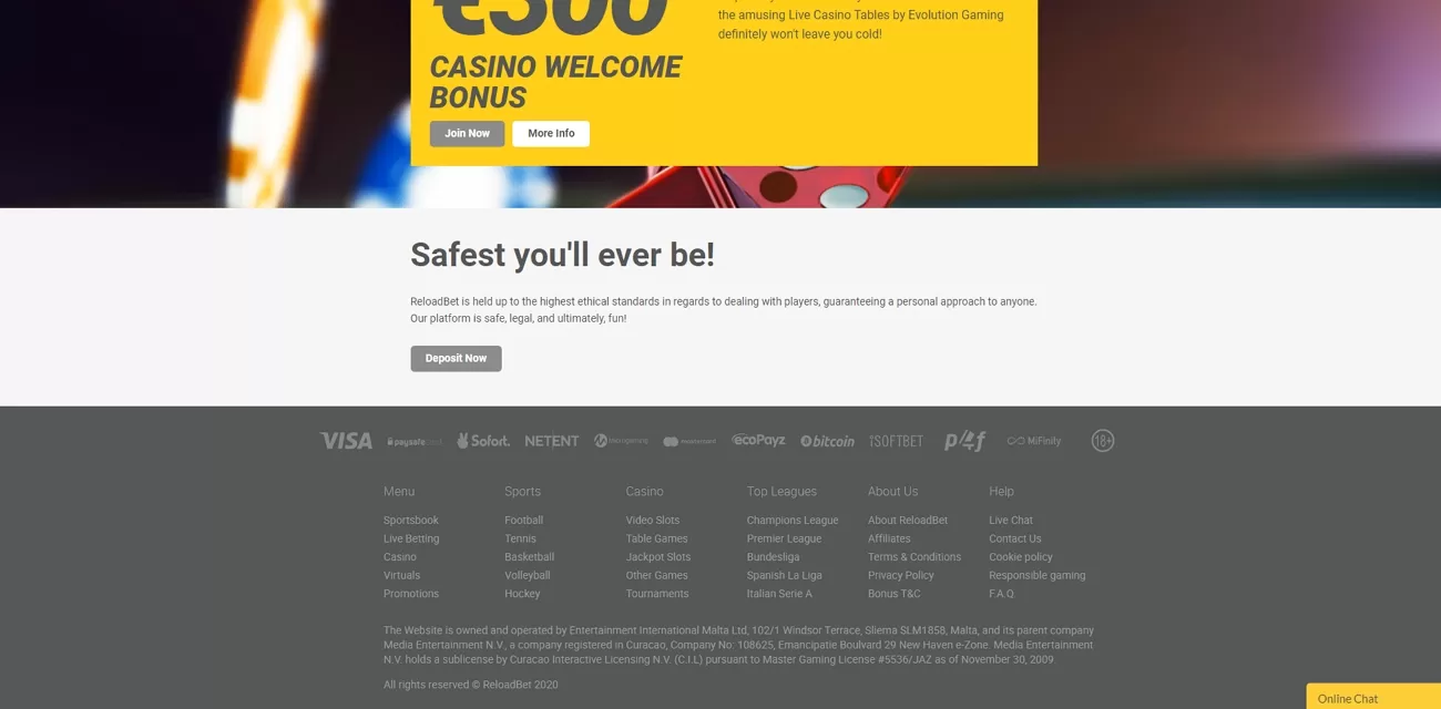 Reloadbet deposit options