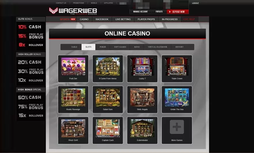 Casino wager web