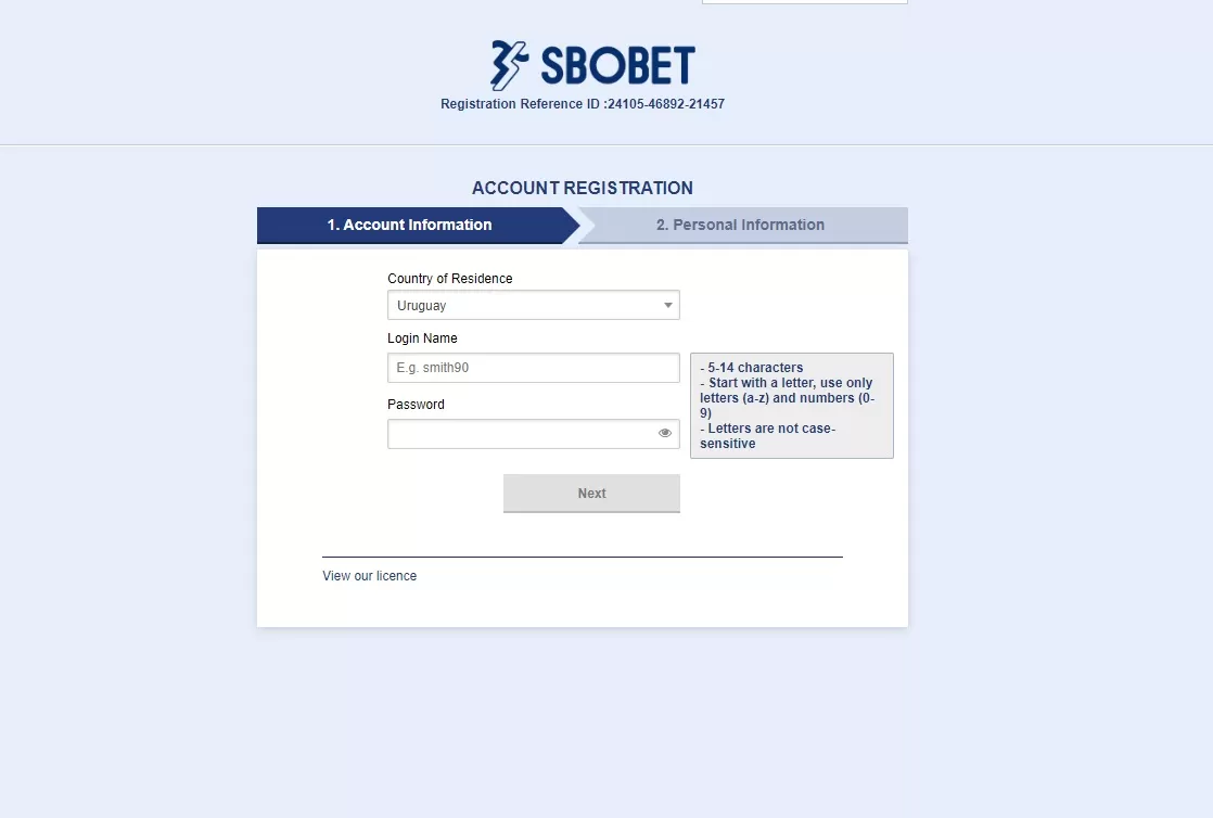 Sbobet Registration
