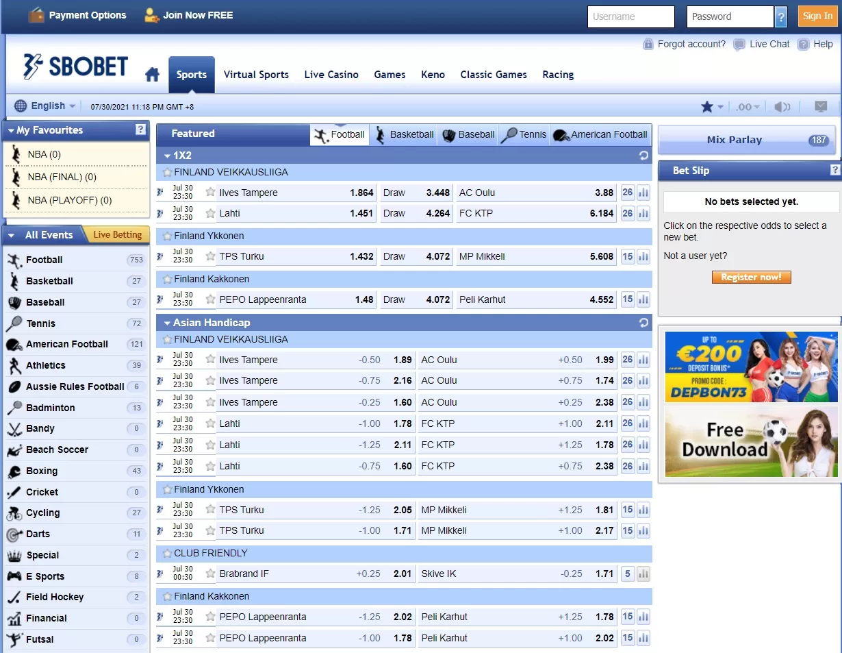 Sbobet betting