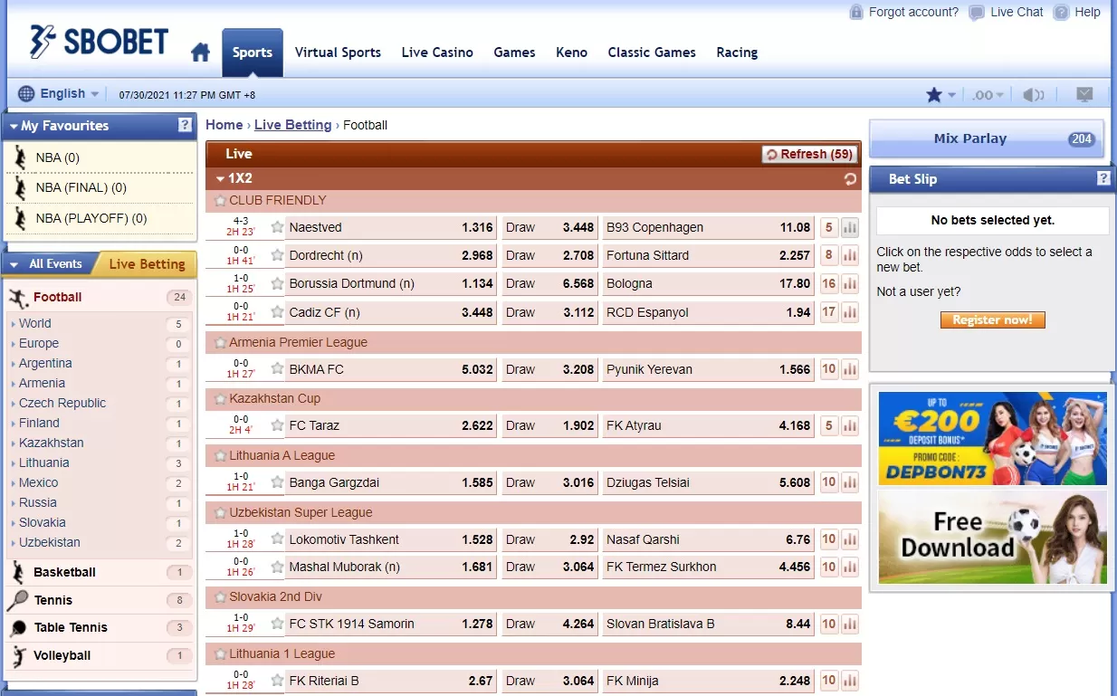 Sbobet live