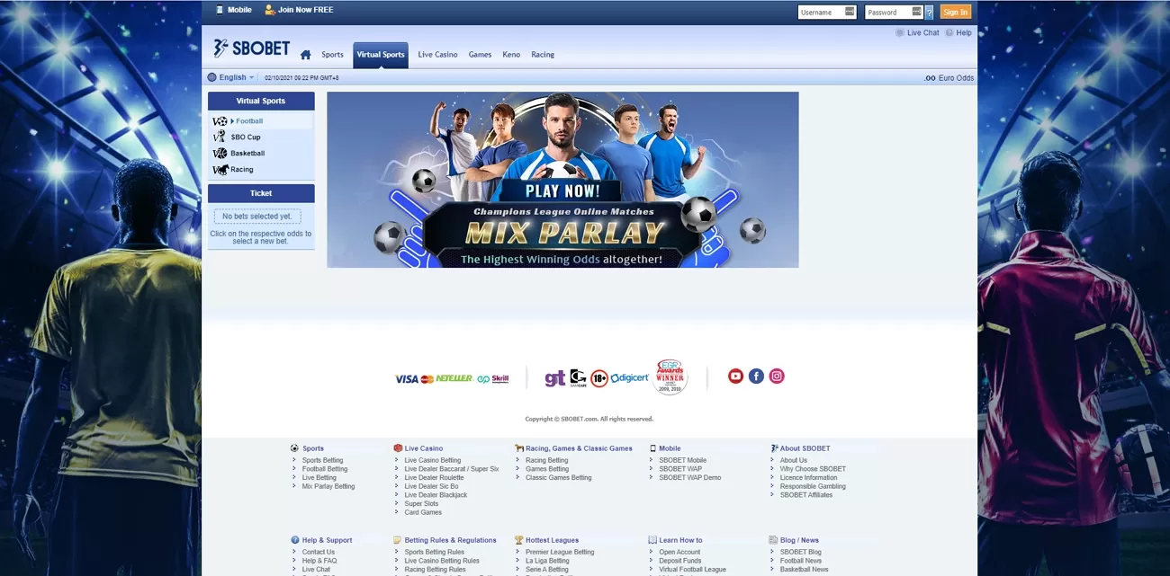 Sbobet virtual sport betting section