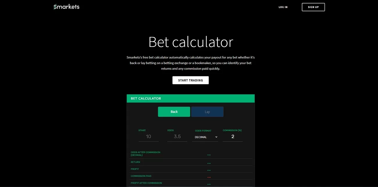 Smarket betting calculator