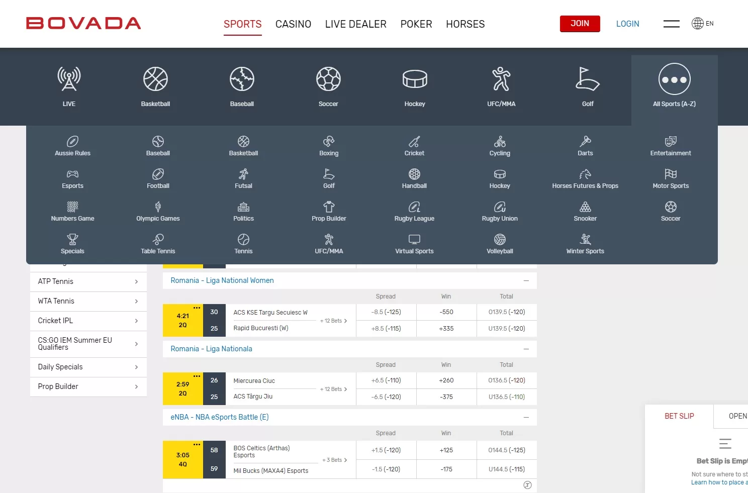 Betting at Bovada sportsbook