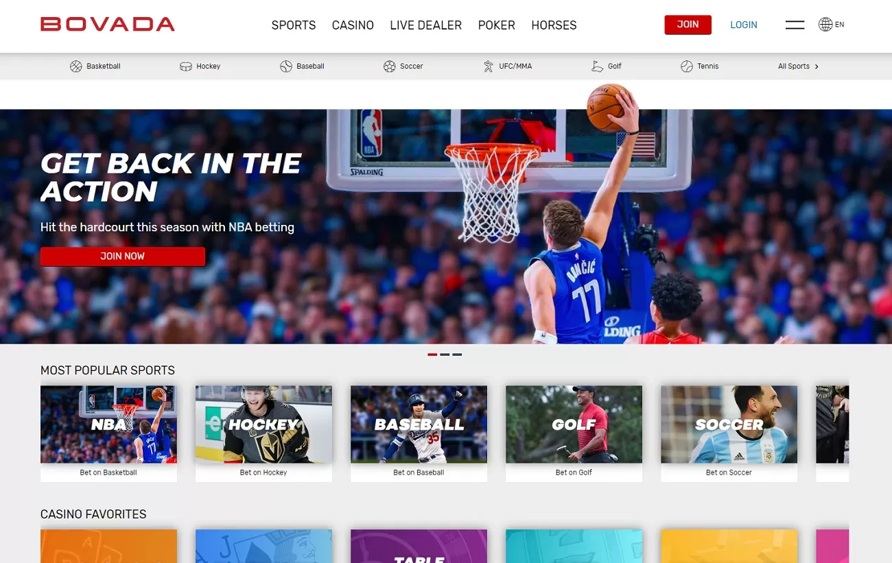 Home page Bovada sports