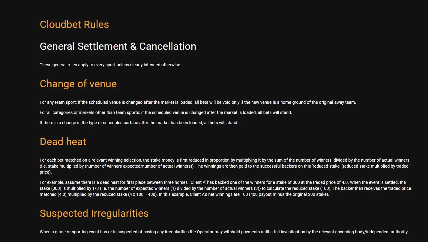 rules bookmaker