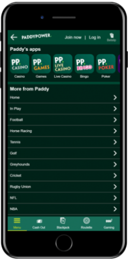 PaddyPower sportbook app