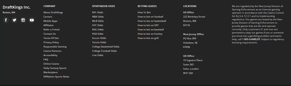 Site draft kings com footer