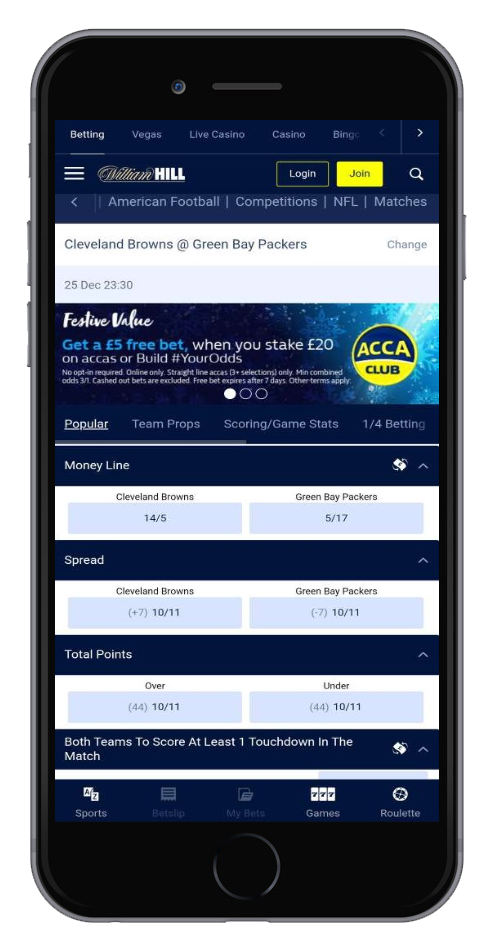 William Hill betting markets 