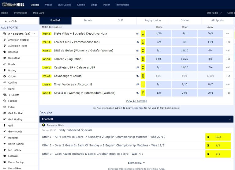 William Hill Odds — WilliamHill sportbook odds and betting lines