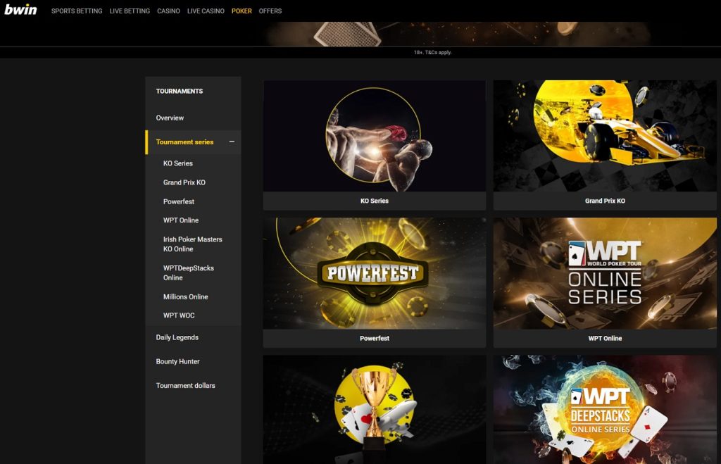 Bwin Poker Tournaments and Cash Games