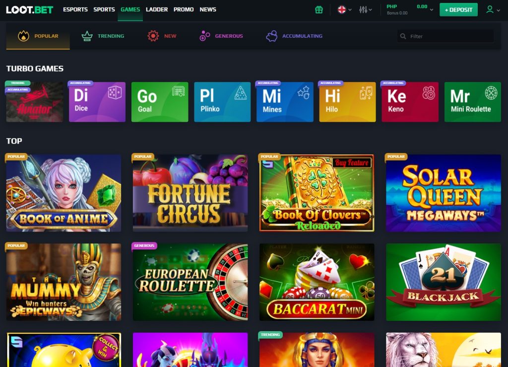 Available Casino Games lootbet
