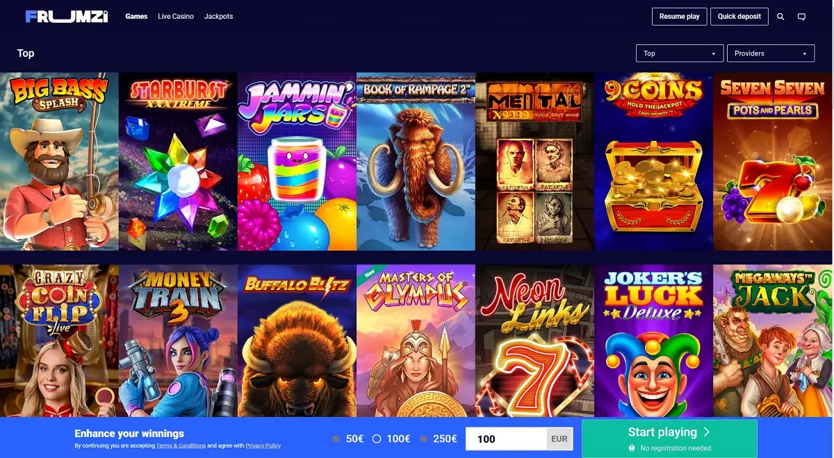 Frumzi casino games