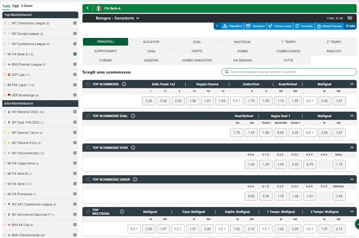 Sisal: Sportsbook Overview