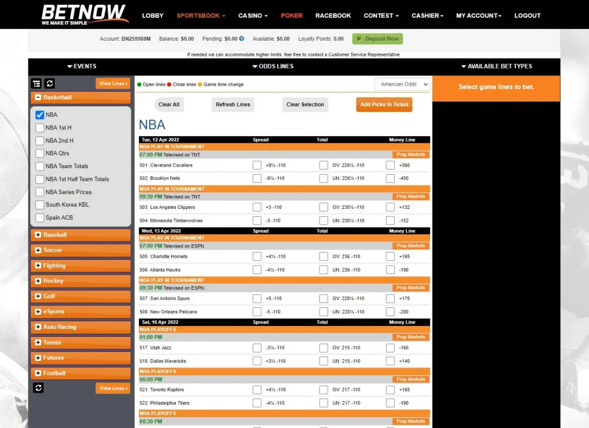 Betnow betting