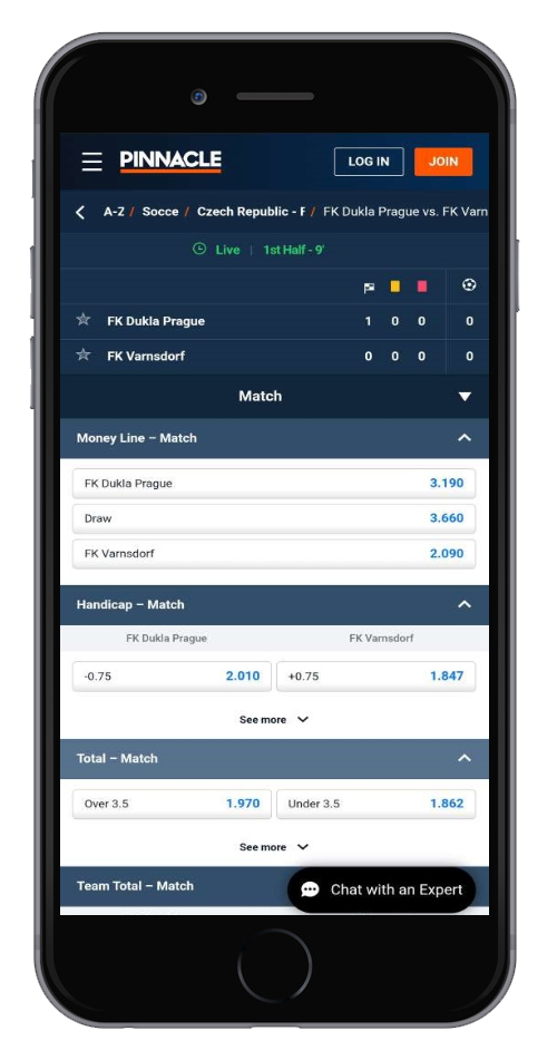 How to bet on the Pinnacle app