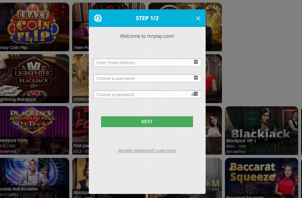 Registration process and login MrPlay