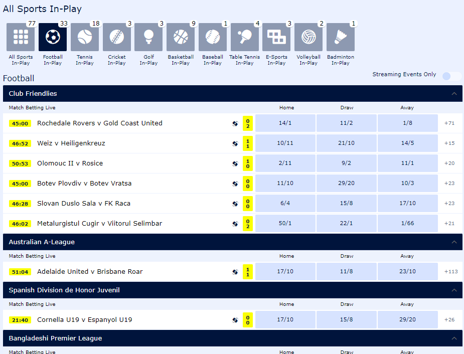 William Hill In-Play Betting