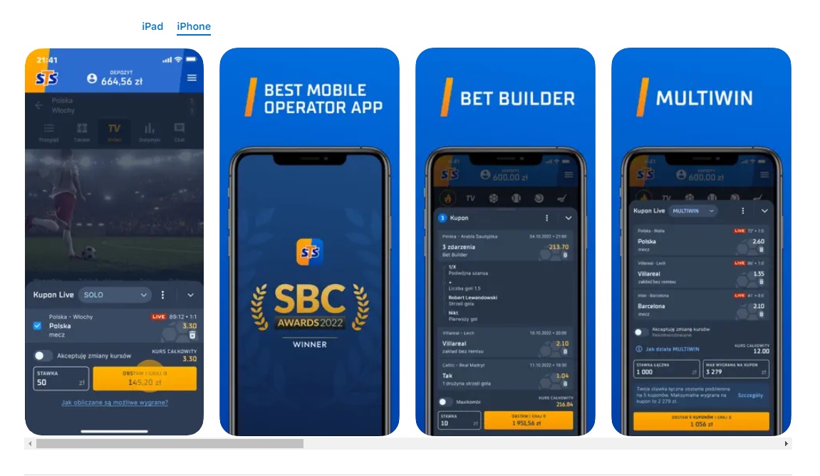 STS bet app features