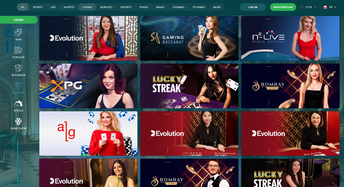 Popular Table and Card Games at 22Bet Casino